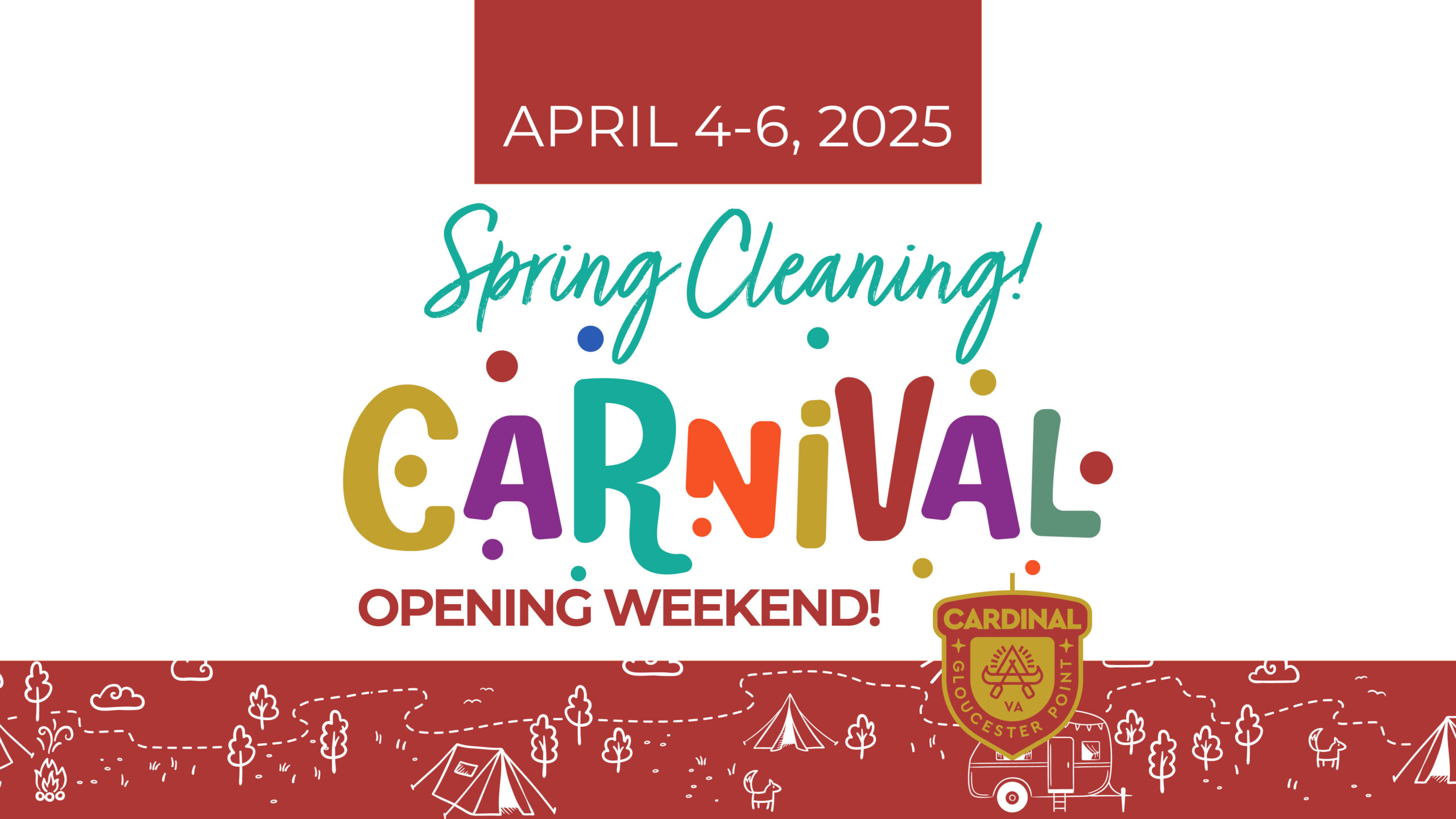 Spring Cleaning Carnival Opening Weekend 2025 at Camp Cardinal RV Resort. Kick off the season with fun, games, and community spirit.