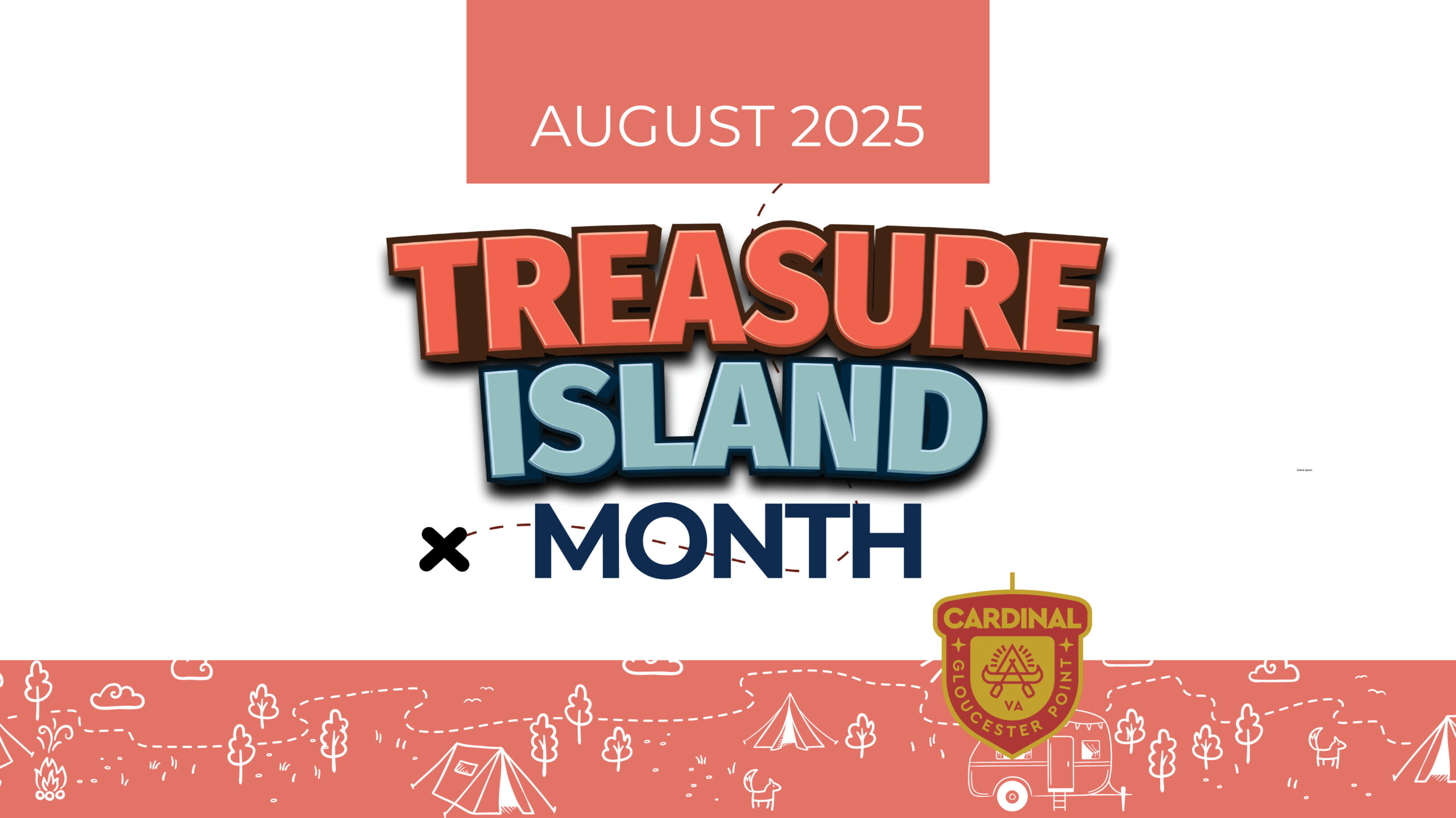 Treasure Island Month 2025 at Camp Cardinal RV Resort. Embark on a pirate adventure with treasure hunts, quests, and family fun.