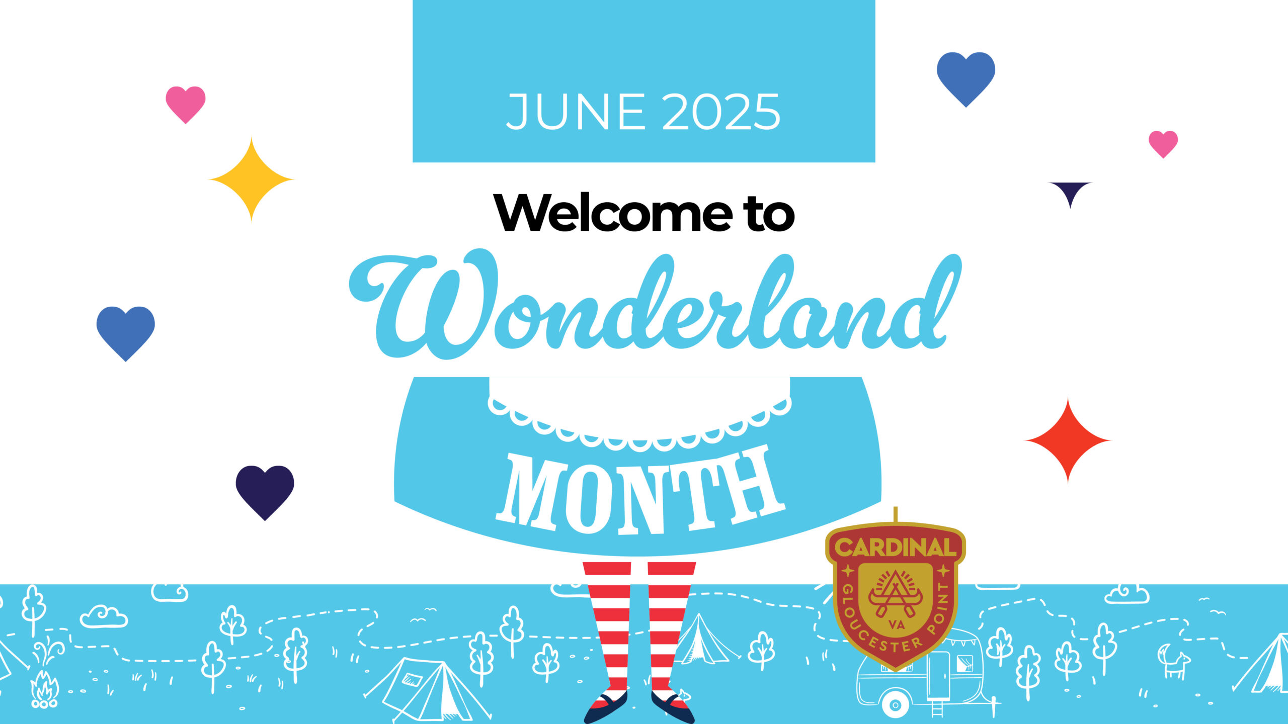 Wonderland Month 2025 at Camp Cardinal RV Resort. Step into a whimsical world of surprises, adventure, and fantasy-filled fun.