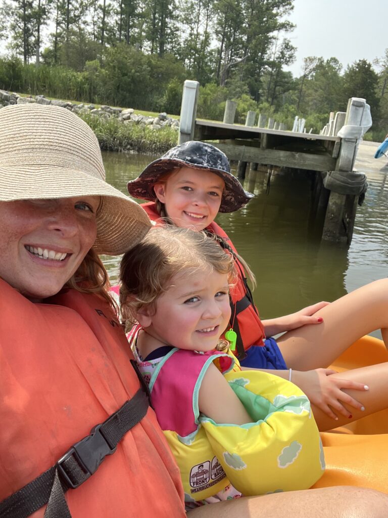 Mother and Kids Paddling at Camp Cardinal