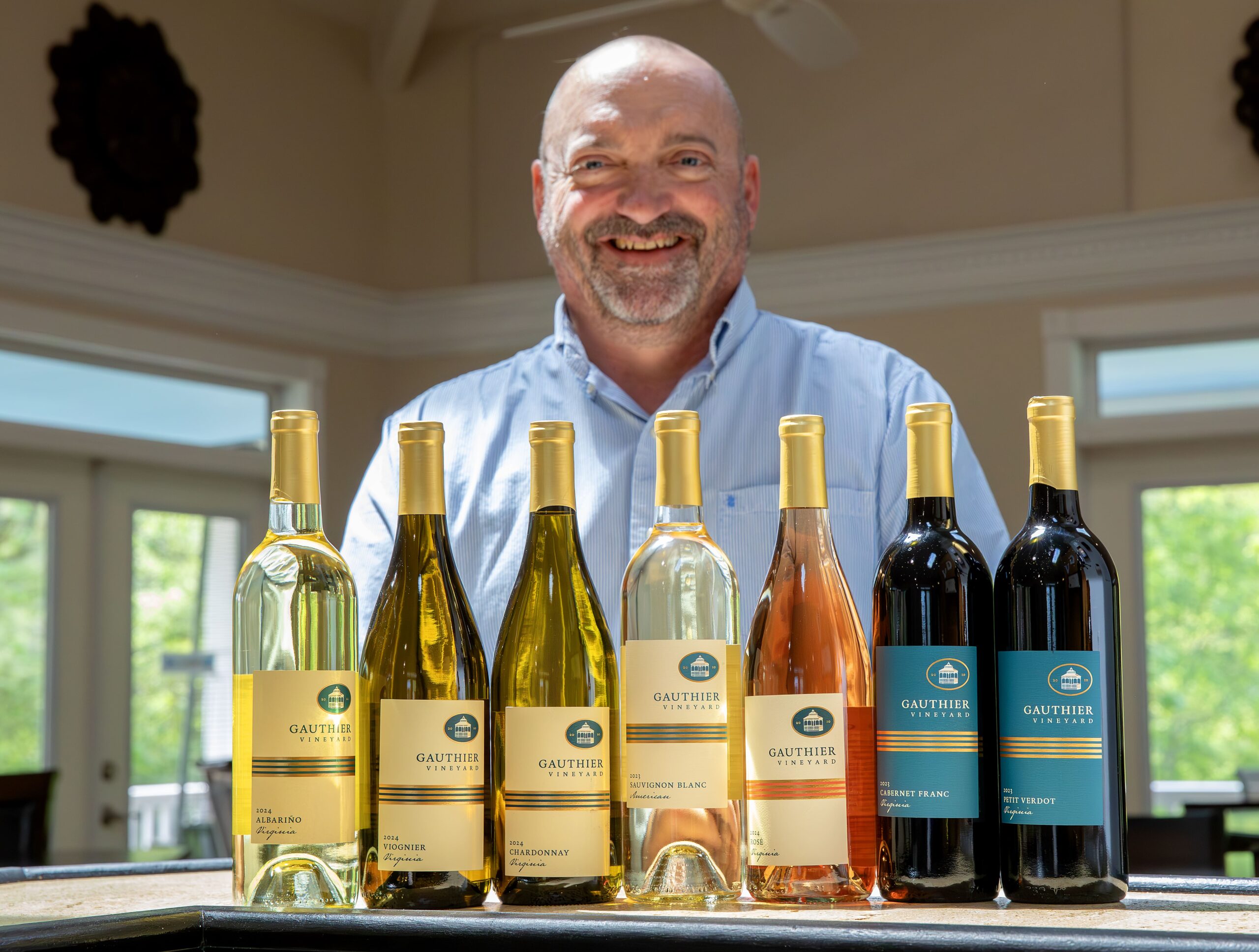 A lineup of wines at Gauthier Vineyard, one of the stops at Virginia Wine Camp.